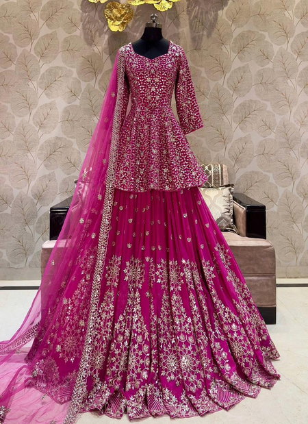 Nsr 819 Faux Georgette With Heavy Embroidery Work Top With Lehenga Dupatta Wholesale Clothing Distributors In India